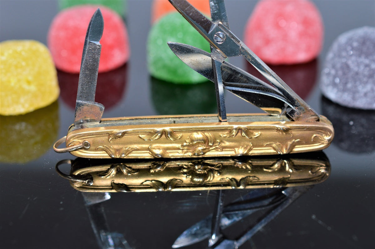 14K Yellow Gold Art Nouveau Krusius Bros (Germany) Penknife