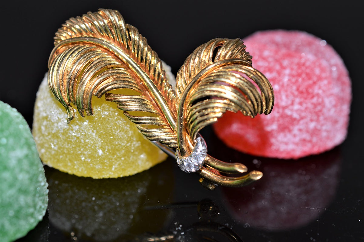 18K Two Tone Gold Feather Plume Brooch by Tiffany &amp; Co.