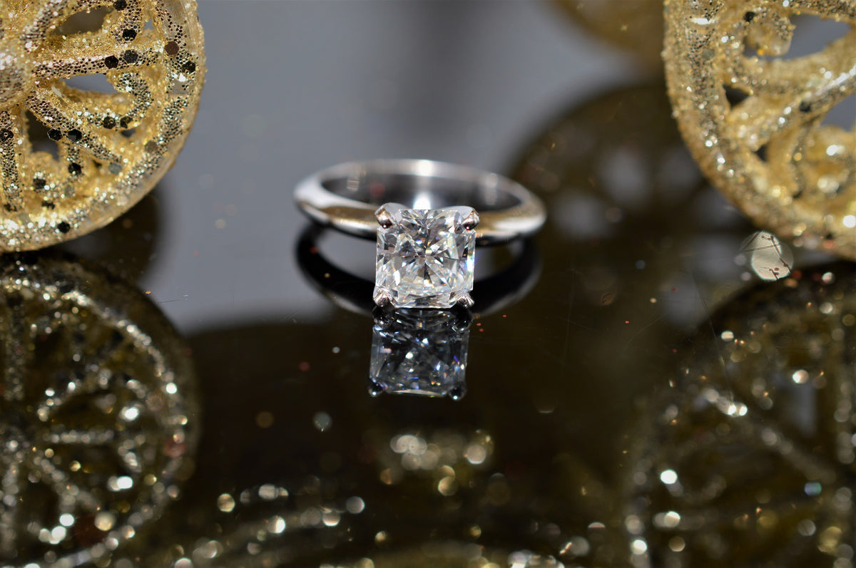 14K White Gold 1.84 Carat Radiant Cut Diamond Solitaire Ring