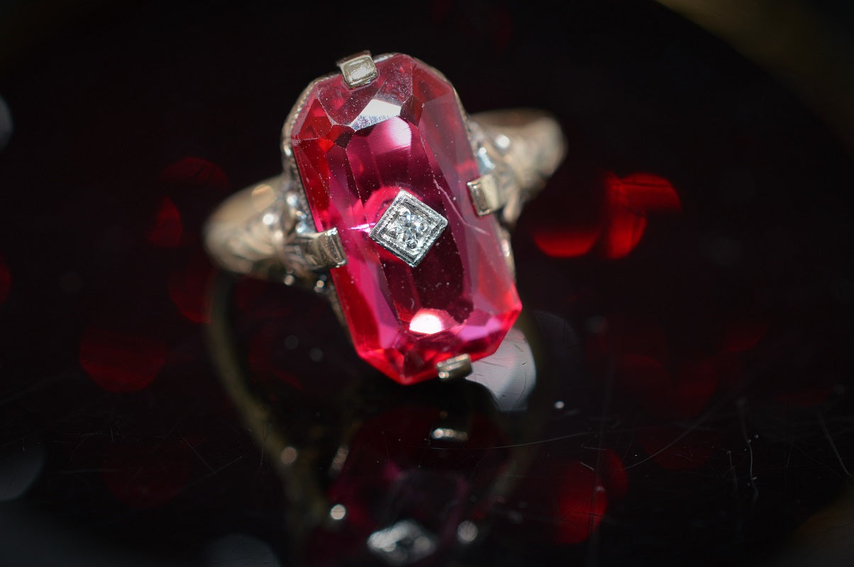 Synthetic on sale ruby ring
