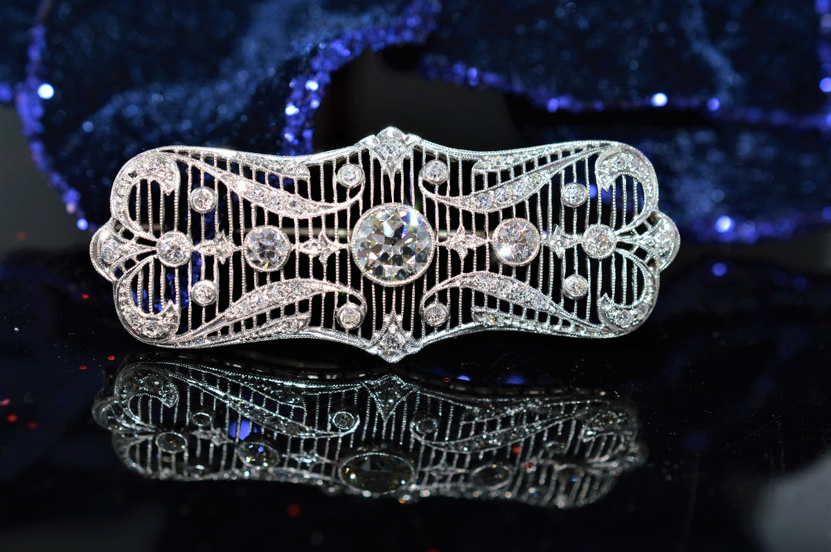 Platinum Edwardian Diamond Brooch