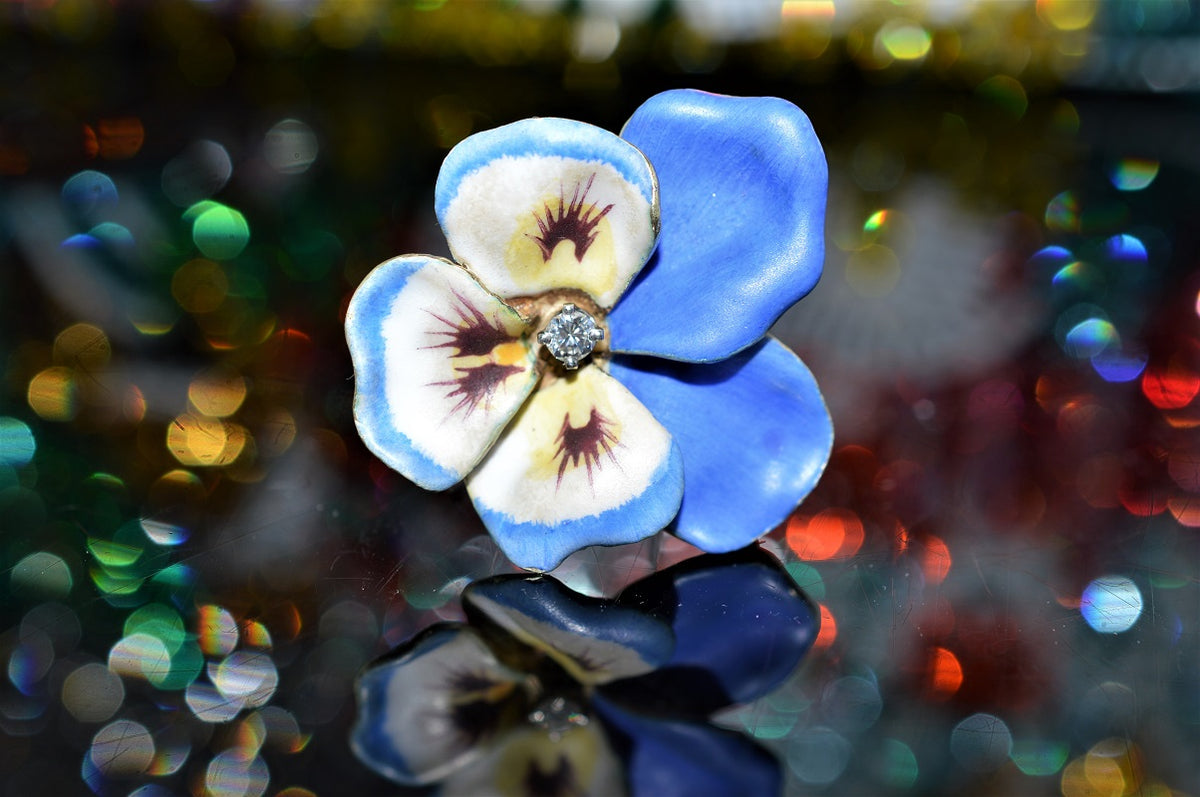 14K Antique Pansy Brooch