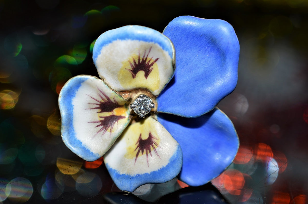 14K Antique Pansy Brooch