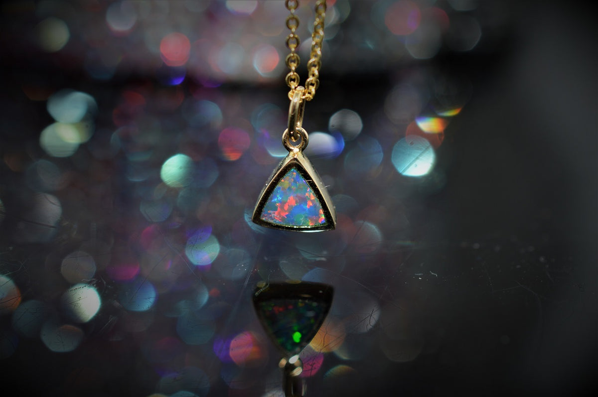 14K Triangular Opal Doublet Pendant
