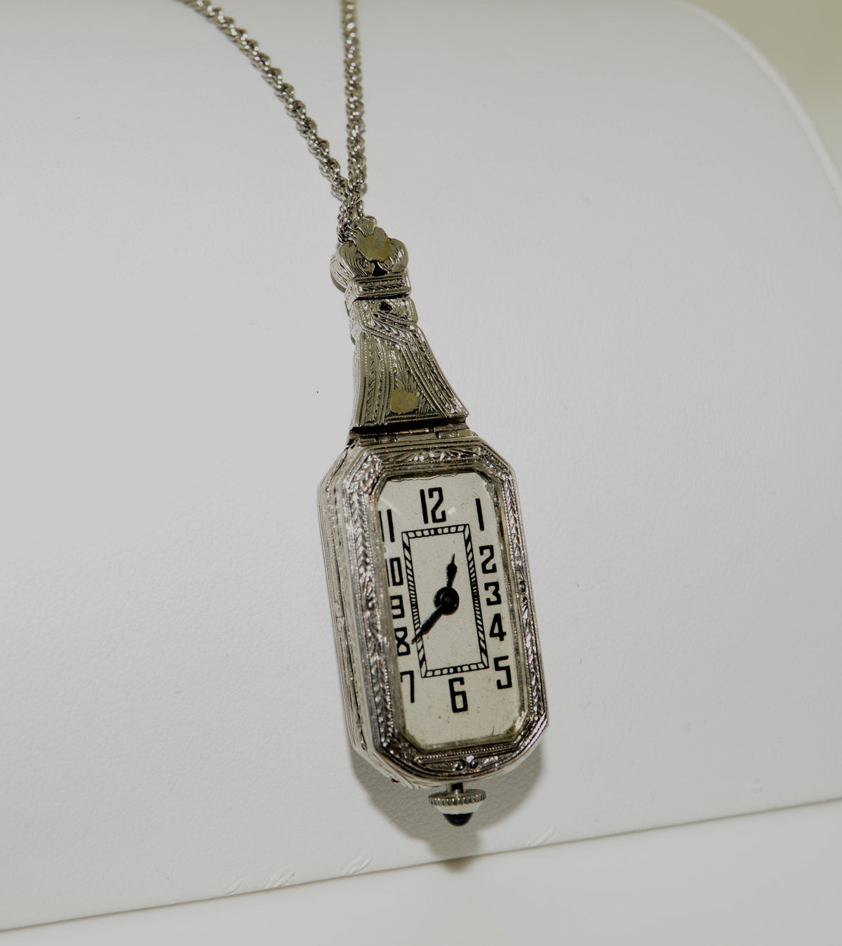 Antique Platinum, Diamond, and Sapphire Pendant Watch