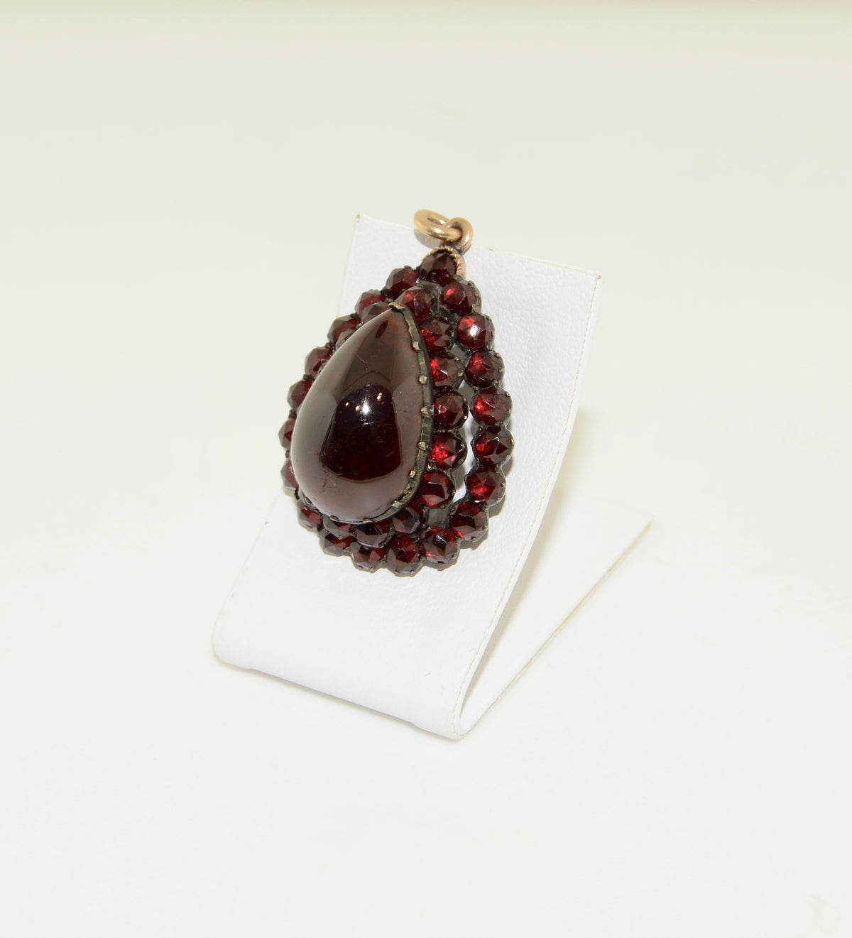 Sterling Silver Victorian Teardrop Bohemian Garnet Pendant