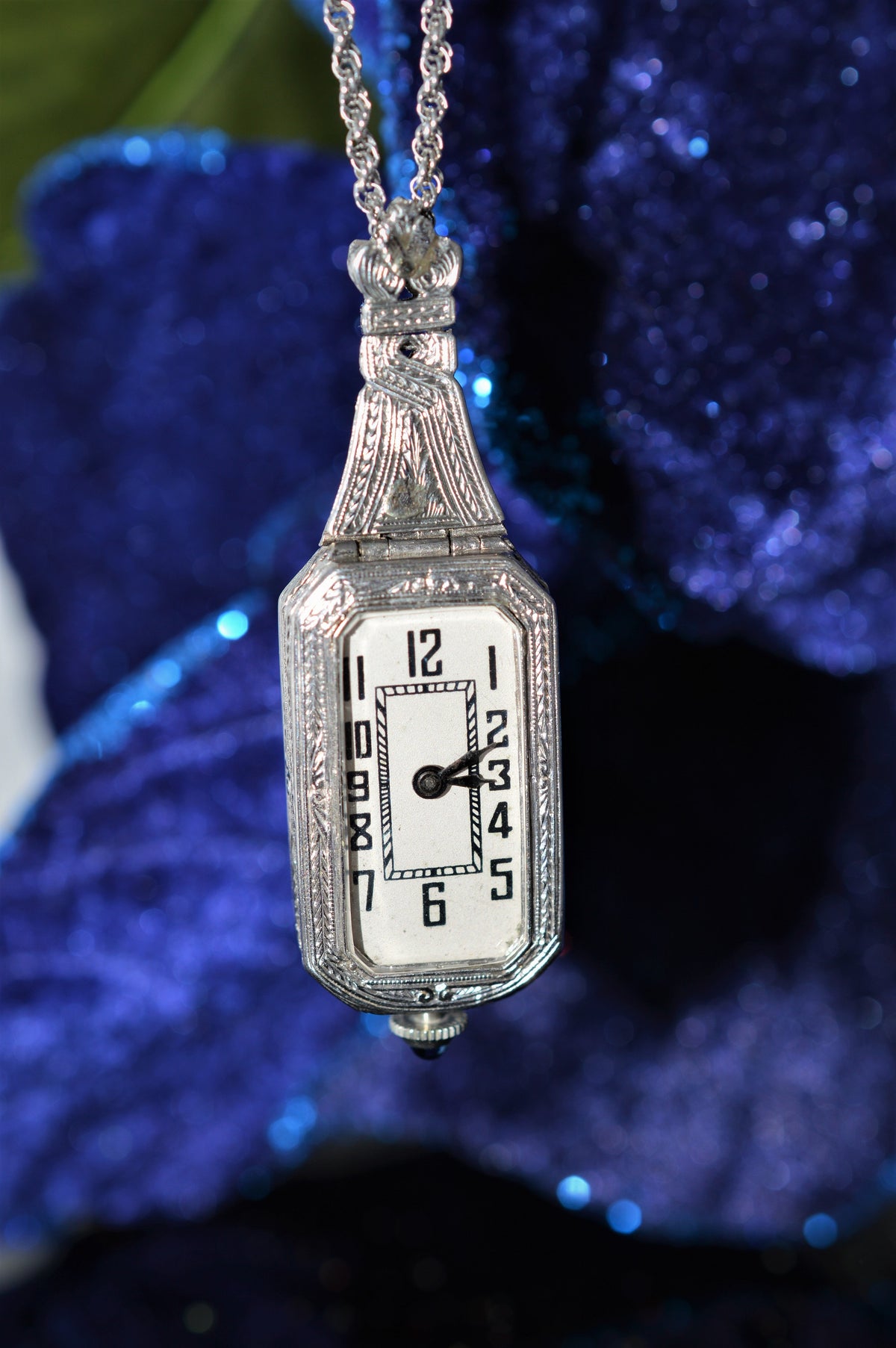 Antique Platinum, Diamond, and Sapphire Pendant Watch