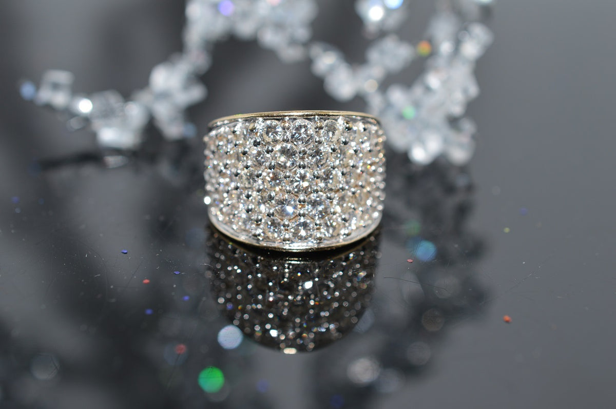 14K Two Tone Pave Set Diamond Band Ring