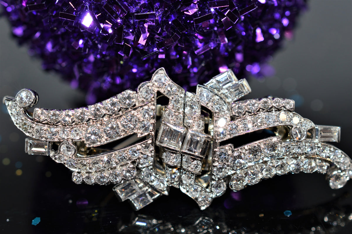 Platinum Art Deco Double Clip Brooch (Circia 1935)