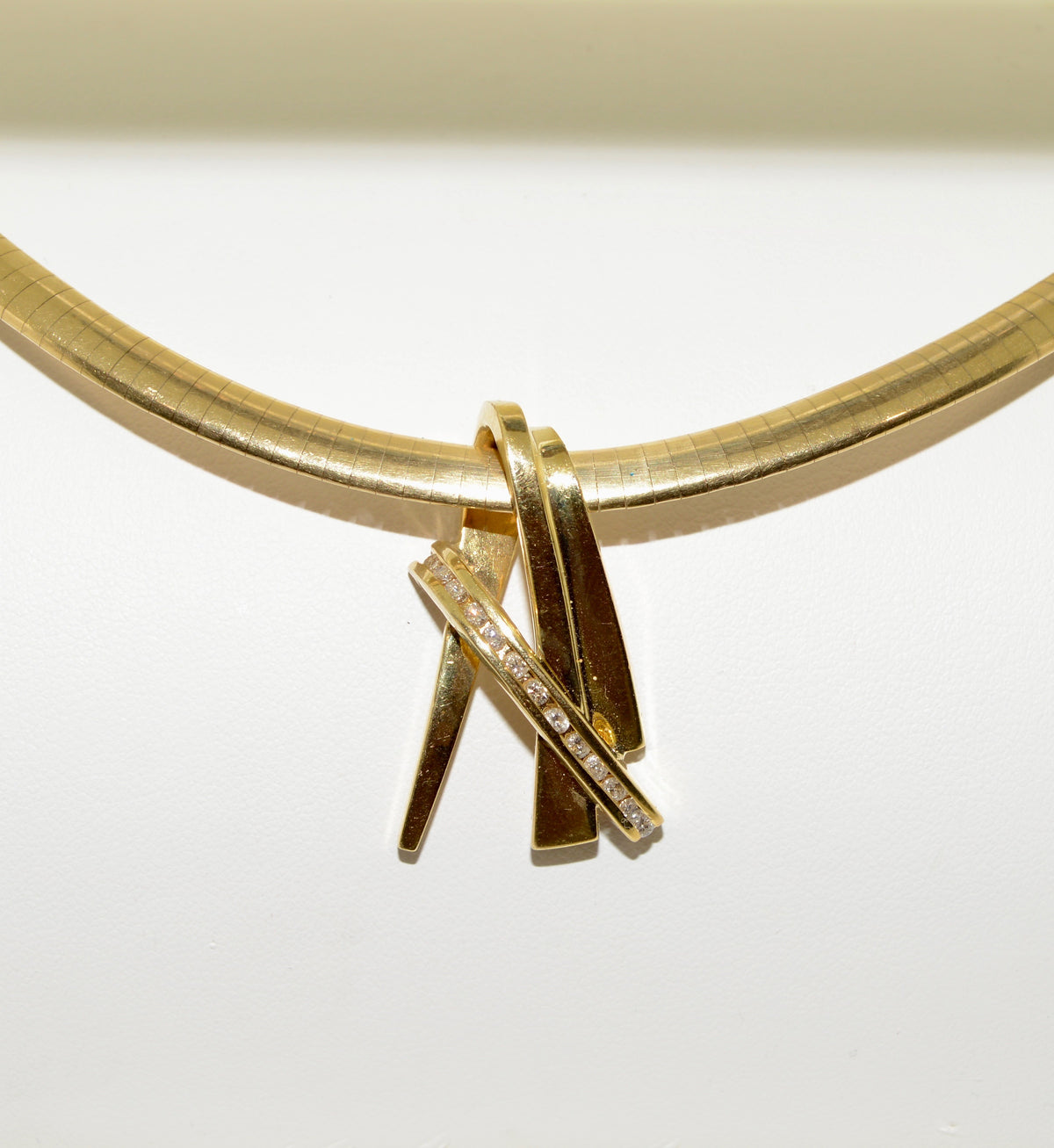 14K Yellow Gold Diamond Gold Slide Pendant Channel Set