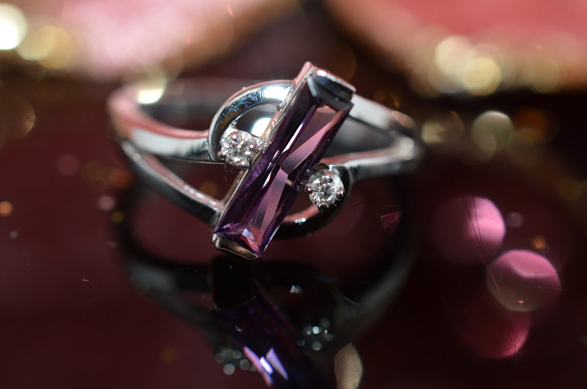 14K White Gold Amethyst Ring