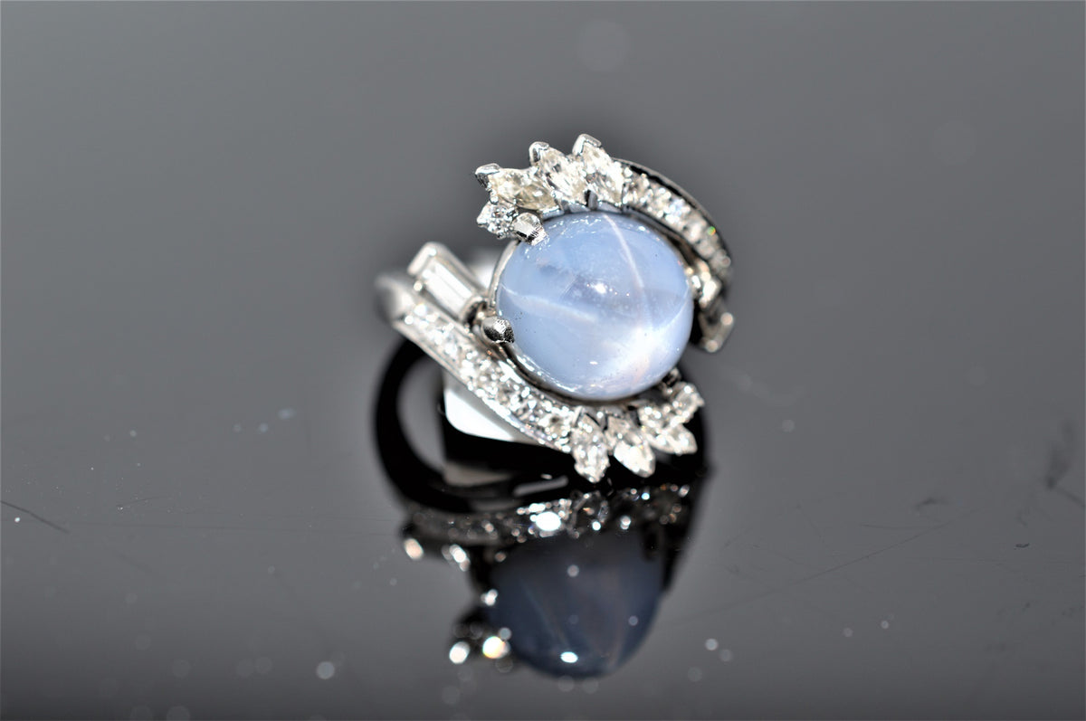 Ladies Platinum Star Sapphire and Diamond Ring (1.00dtw)
