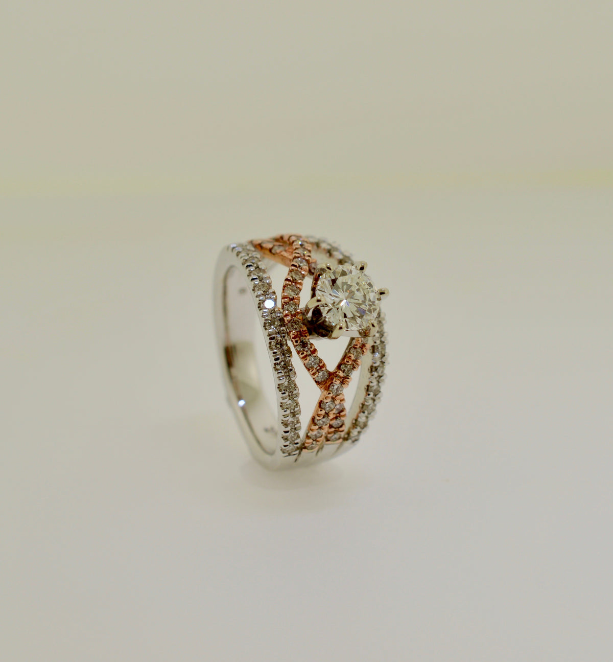 Two Tone Rose and White Gold Diamond Engagement Ring