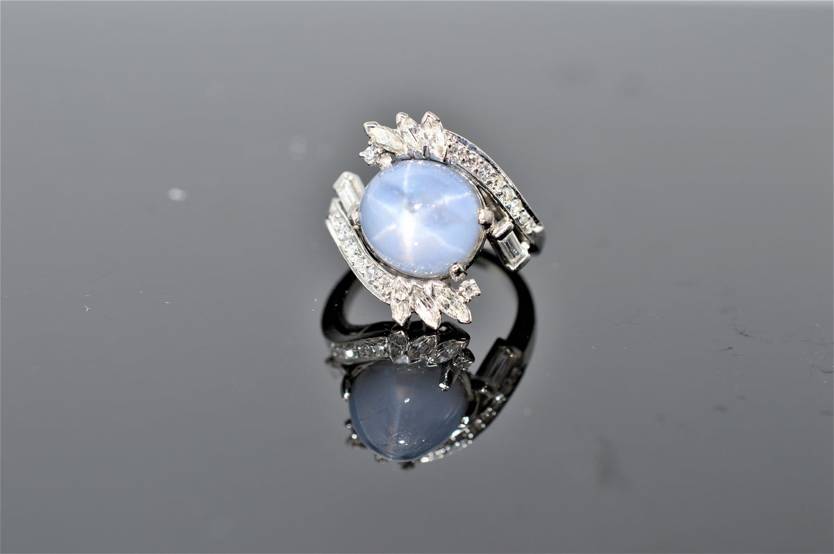 Ladies Platinum Star Sapphire and Diamond Ring (1.00dtw)