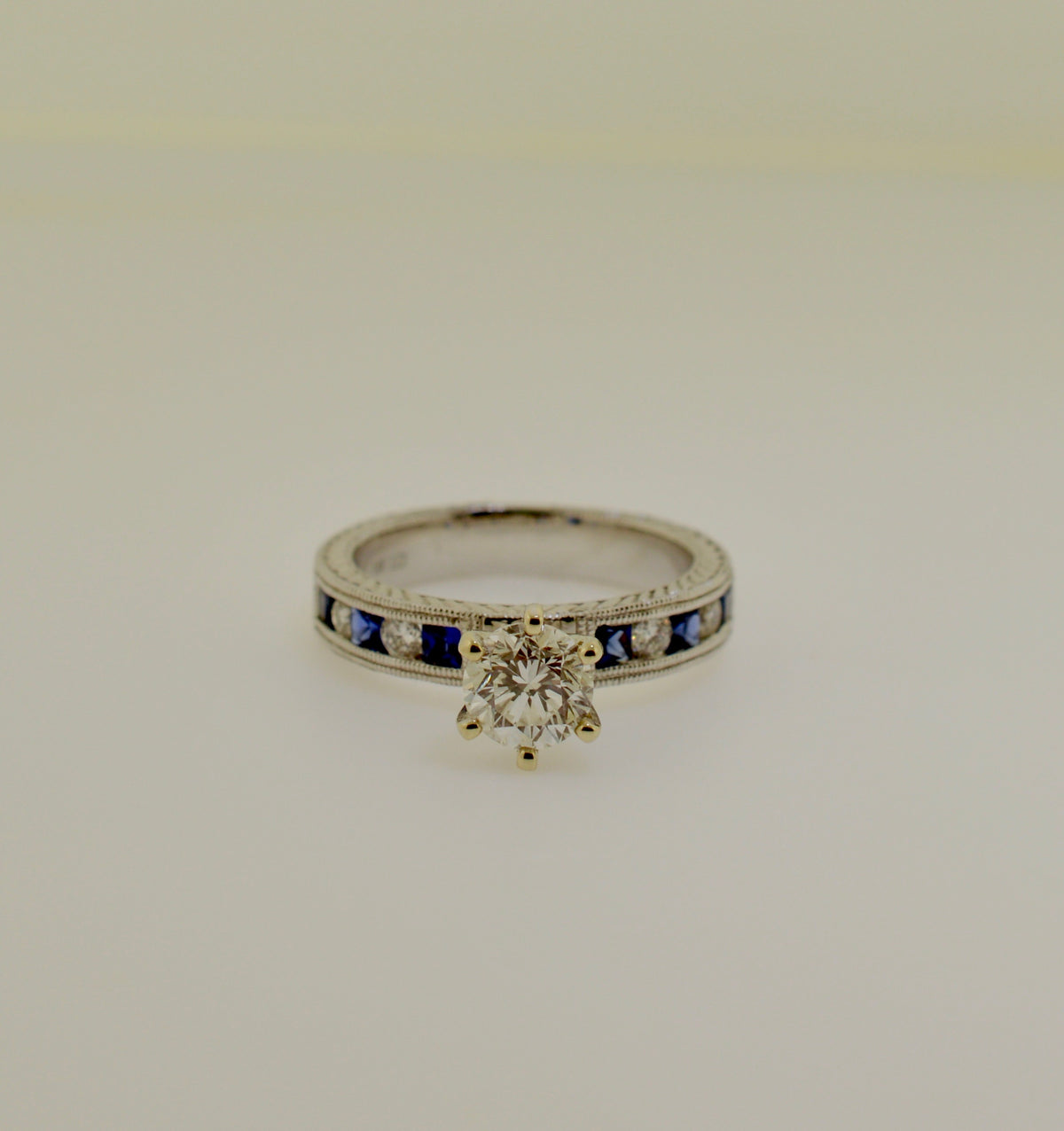 14K Diamond and Sapphire Engagement and Band Ring Set