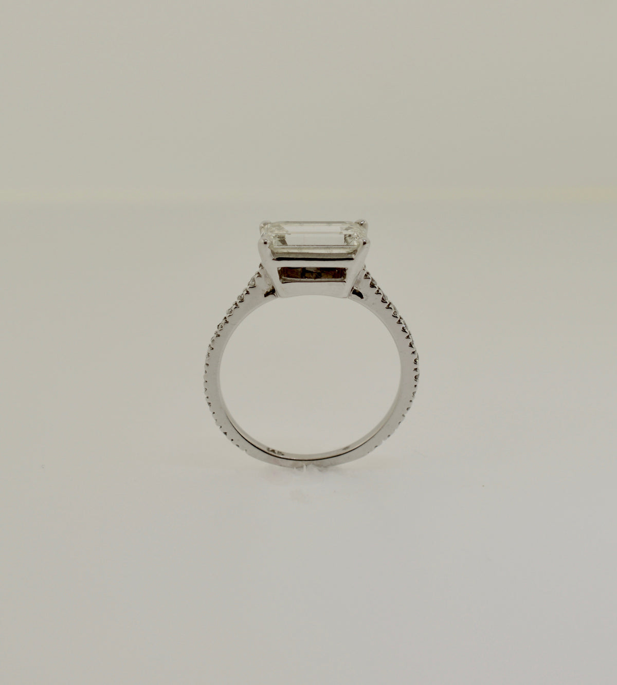 14K East To West Set Emerald Cut Diamond Engagement Ring
