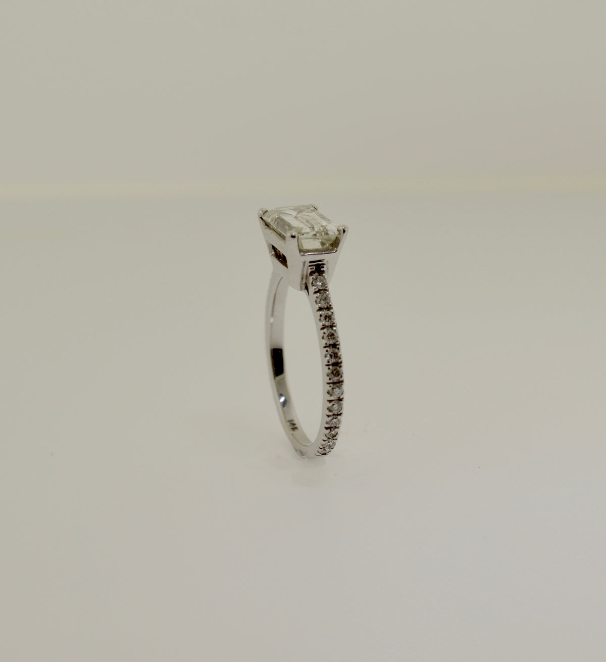 14K East To West Set Emerald Cut Diamond Engagement Ring