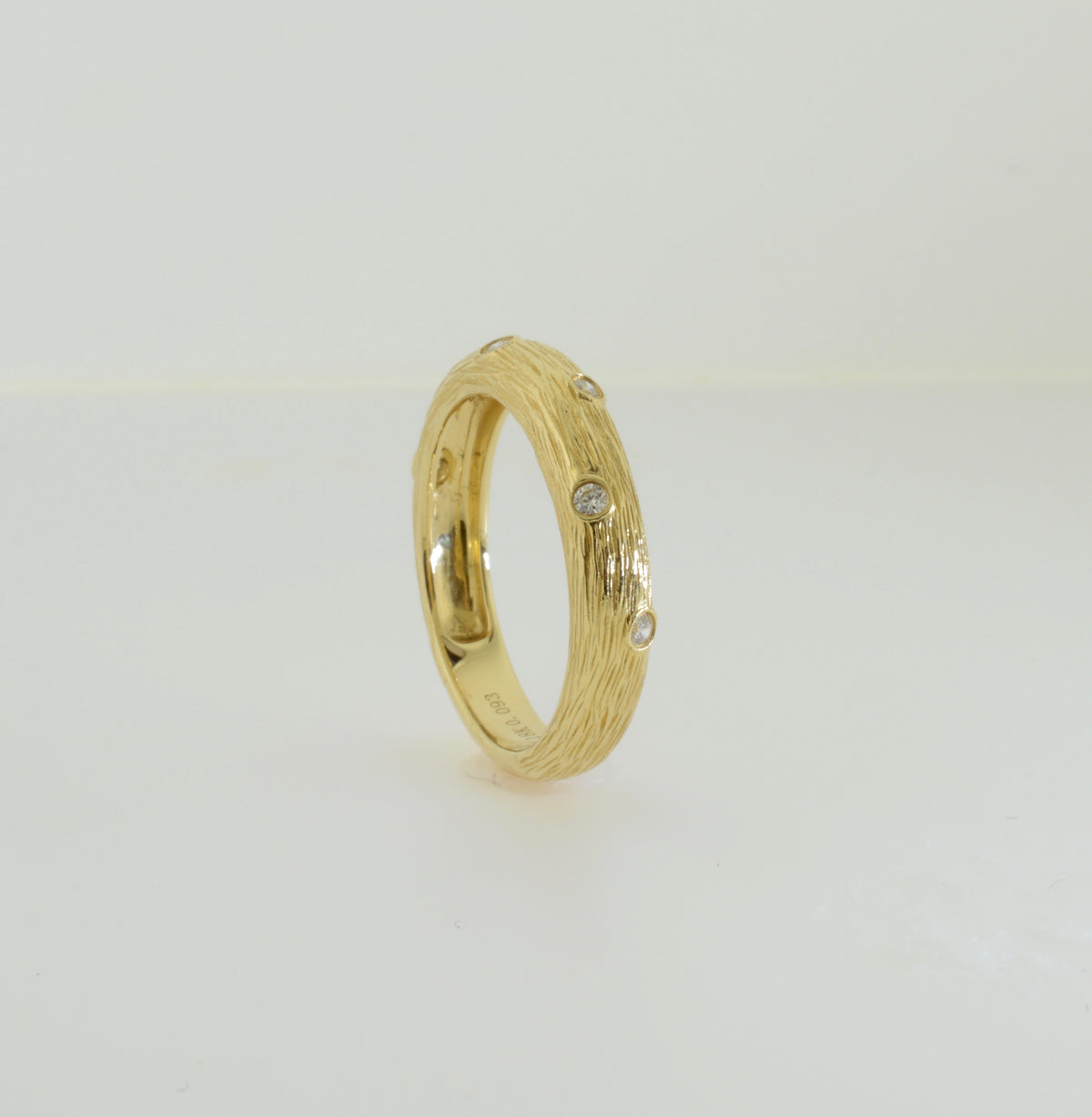 Yellow Gold and Diamond Nature Inspired Wedding Band Ring