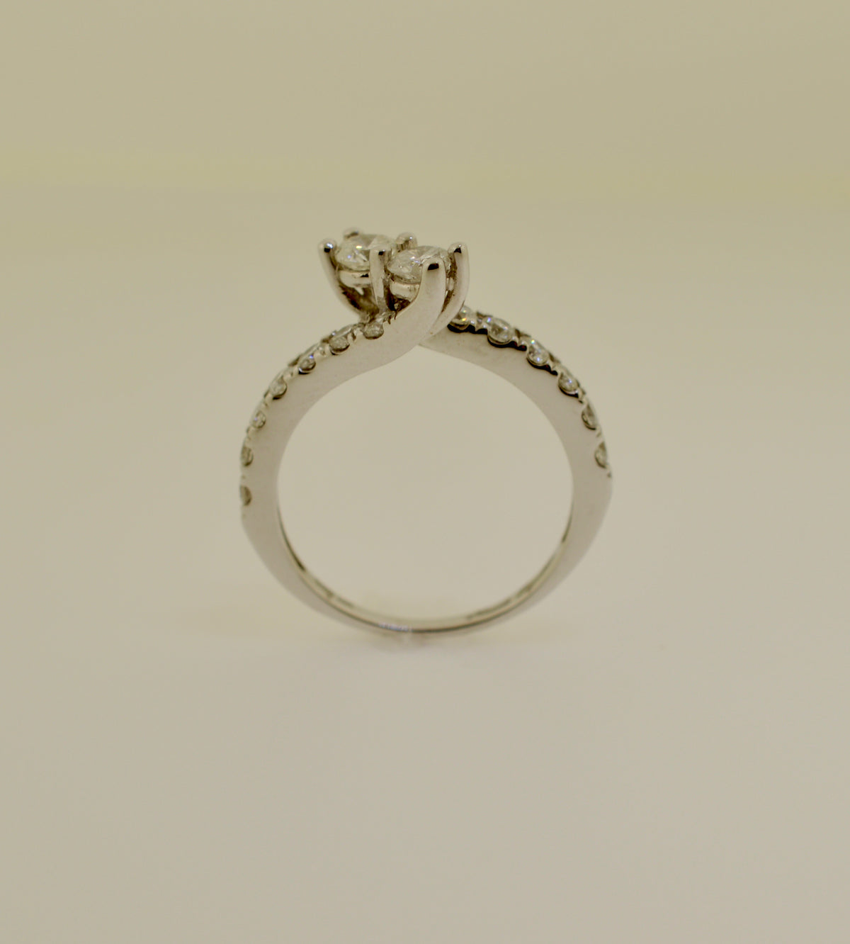 White Gold Two Stone Diamond Engagement Ring