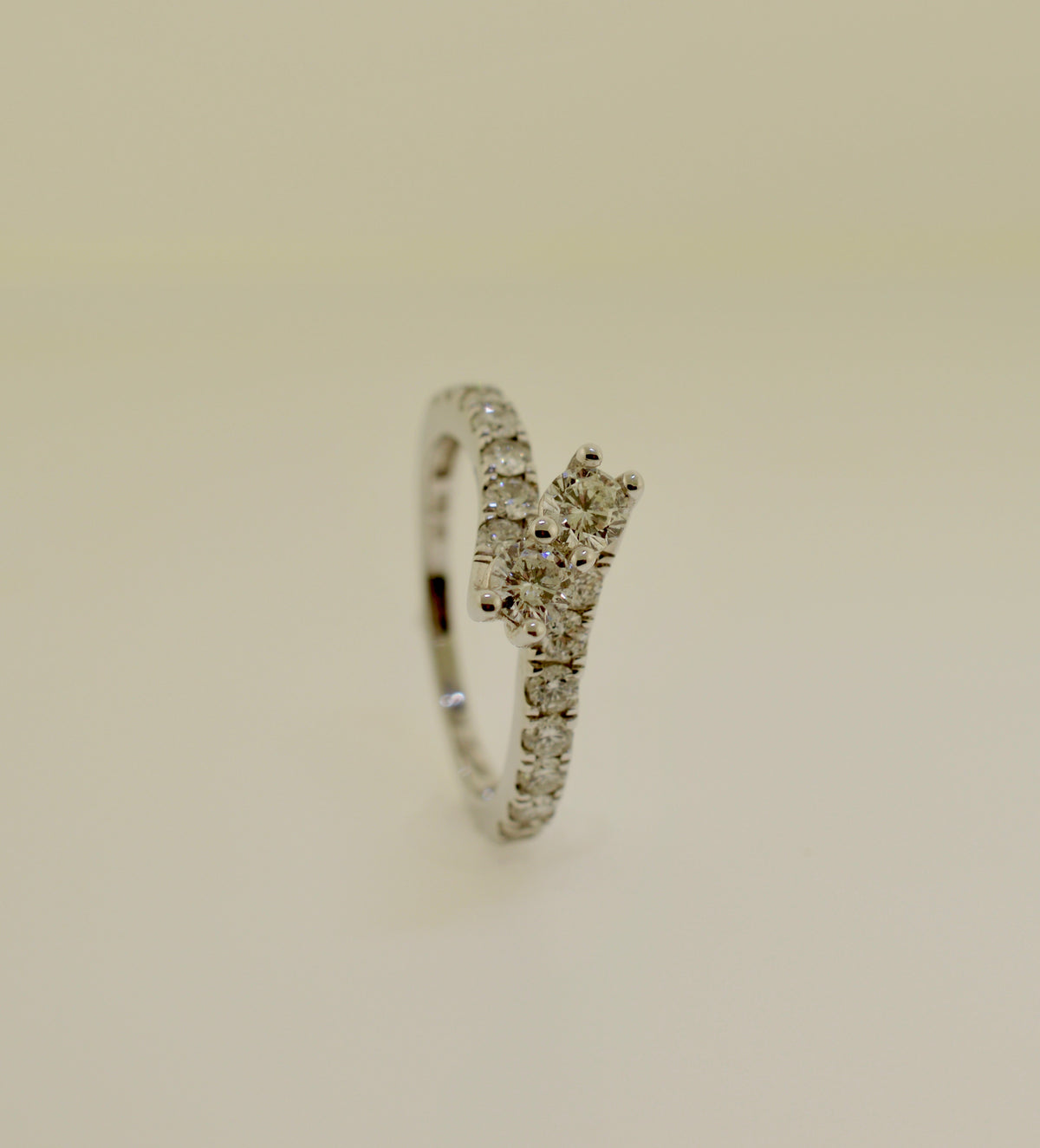 White Gold Two Stone Diamond Engagement Ring