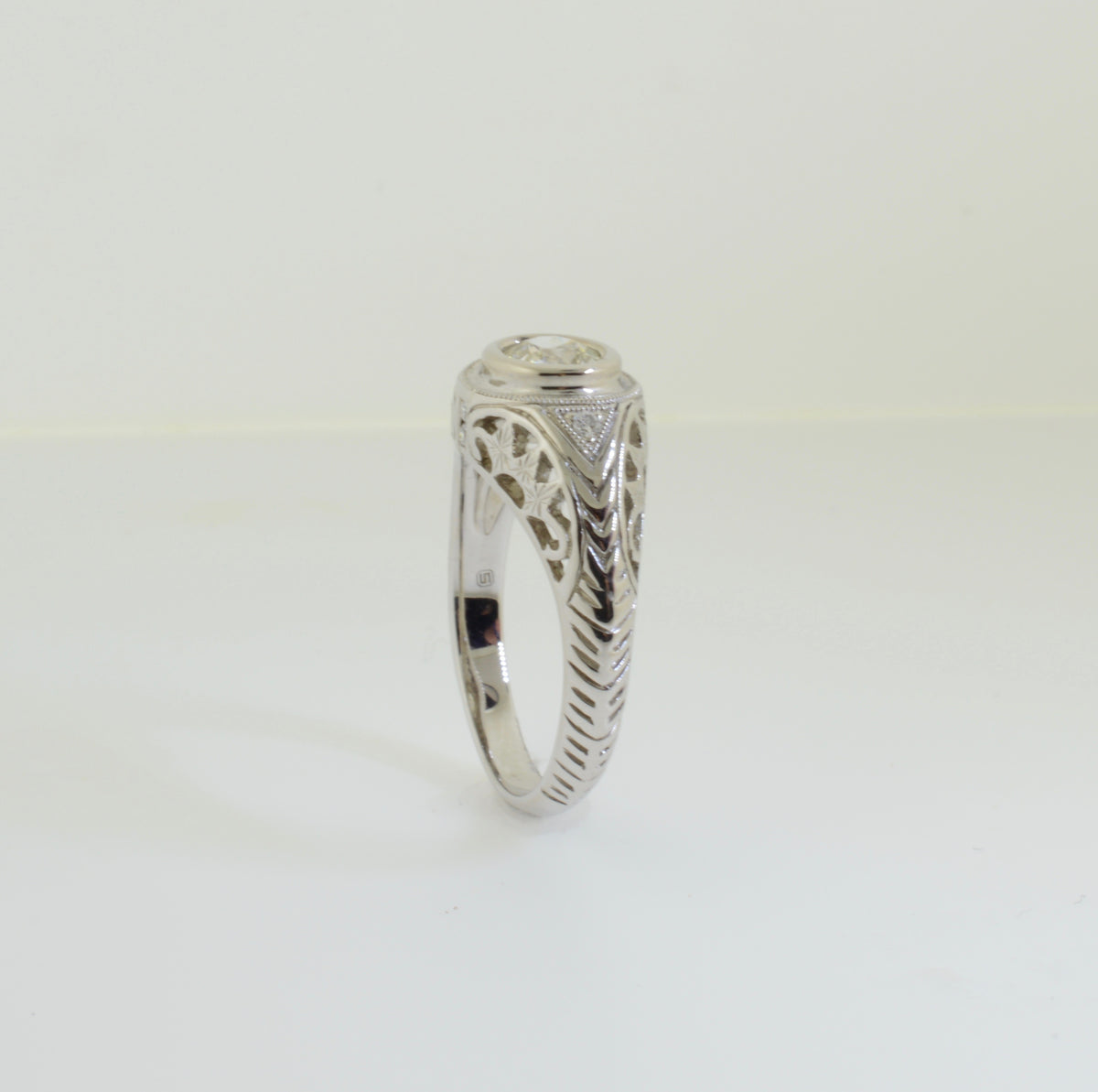 Old European Cut Diamond and Filigree Engagement Ring