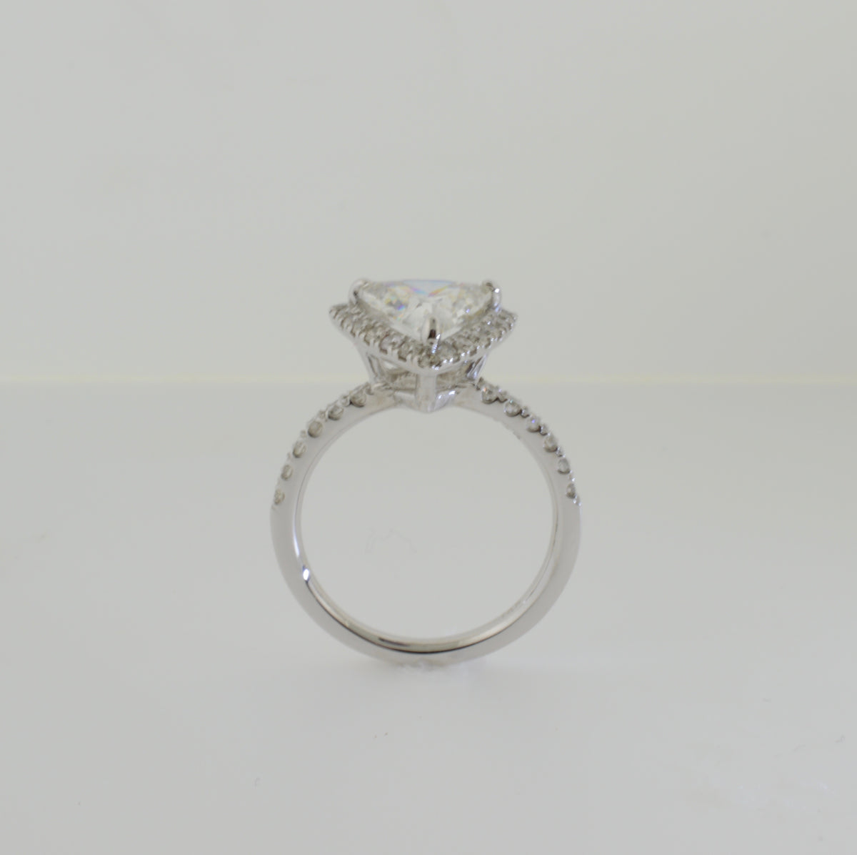 Trillion Cut Diamond with Halo White Gold Engagement Ring