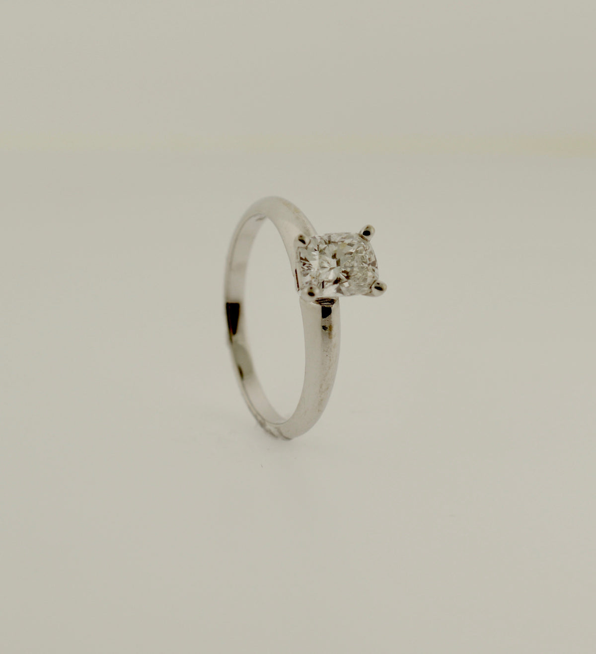 Solitaire Cushion Cut Diamond White Gold Engagement Ring