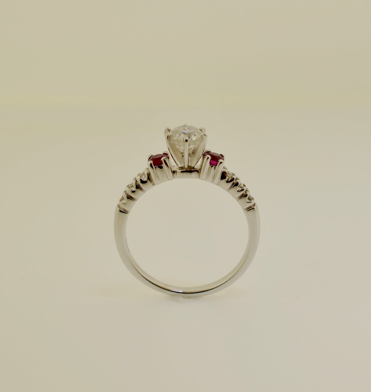 Ruby and Brilliant Cut Diamond White Gold Engagement Ring