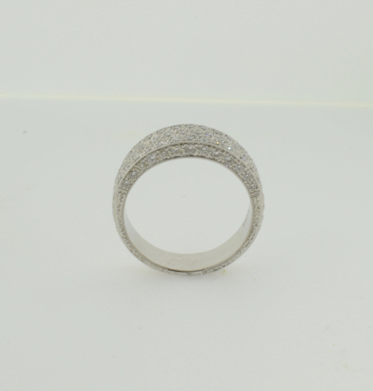 Pave Set Diamond White Gold Anniversary/Wedding Band Ring