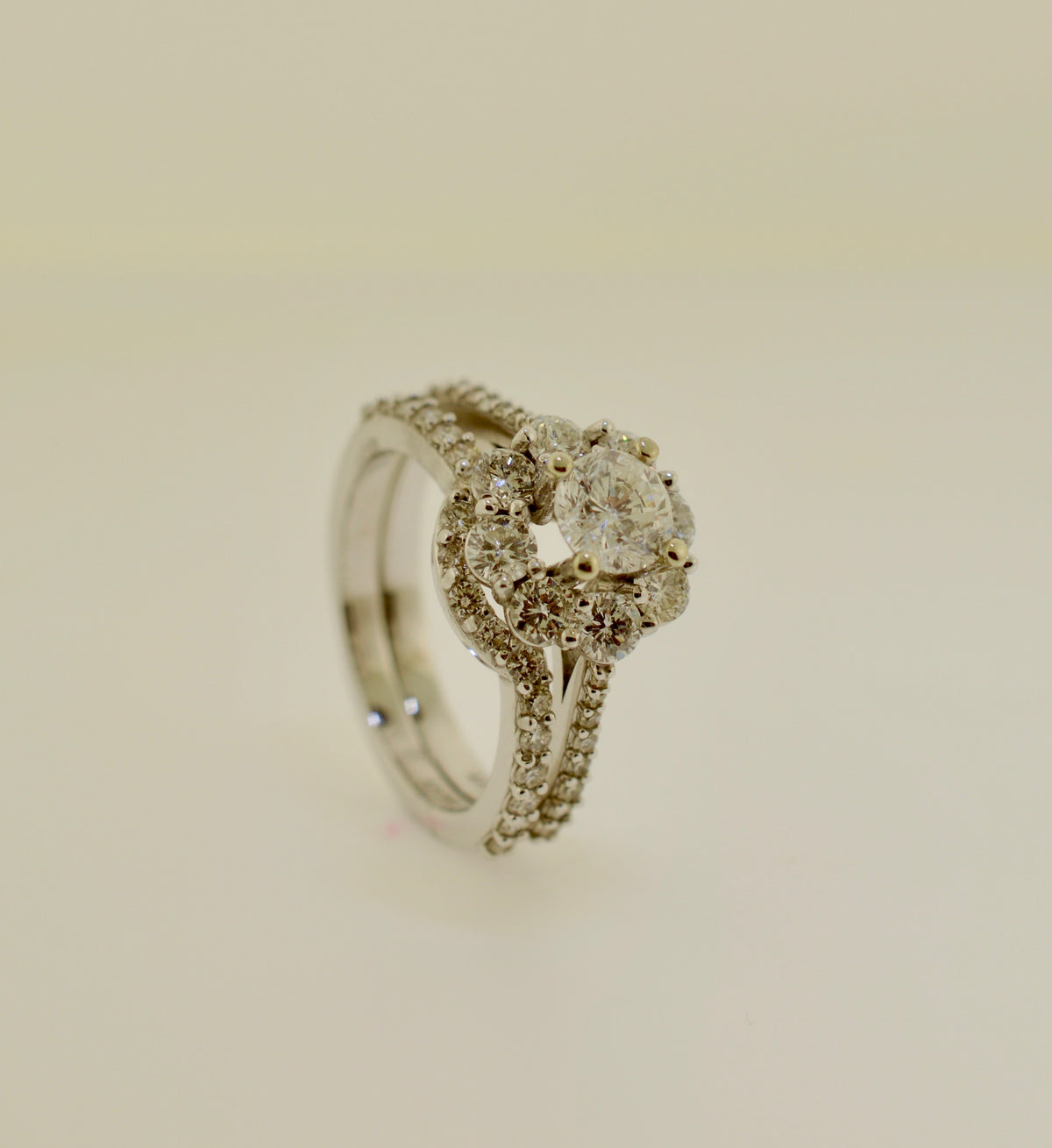 14K White Gold 2.02 Carat Total Weight Diamond Engagement Ring Set