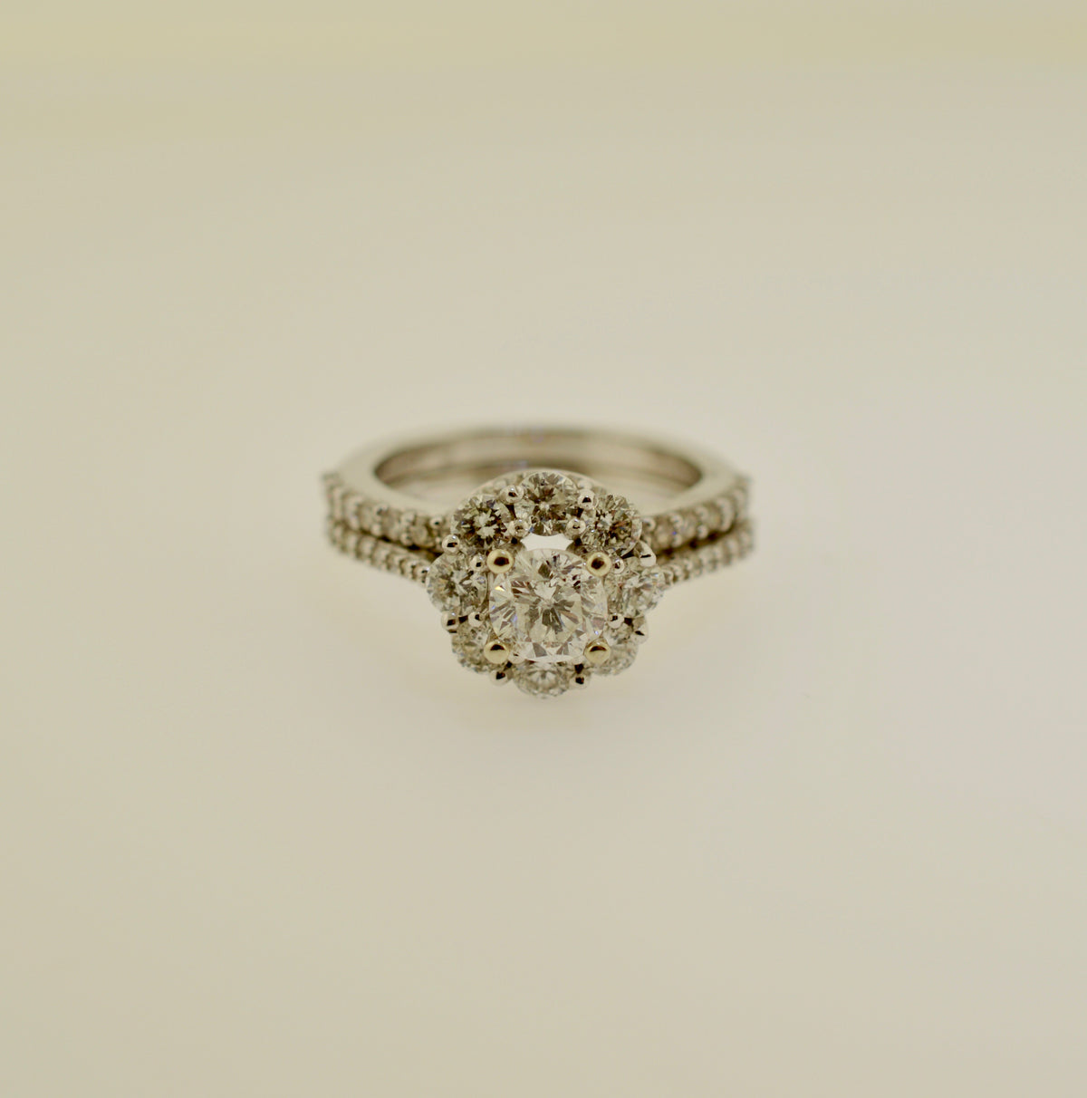 14K White Gold 2.02 Carat Total Weight Diamond Engagement Ring Set
