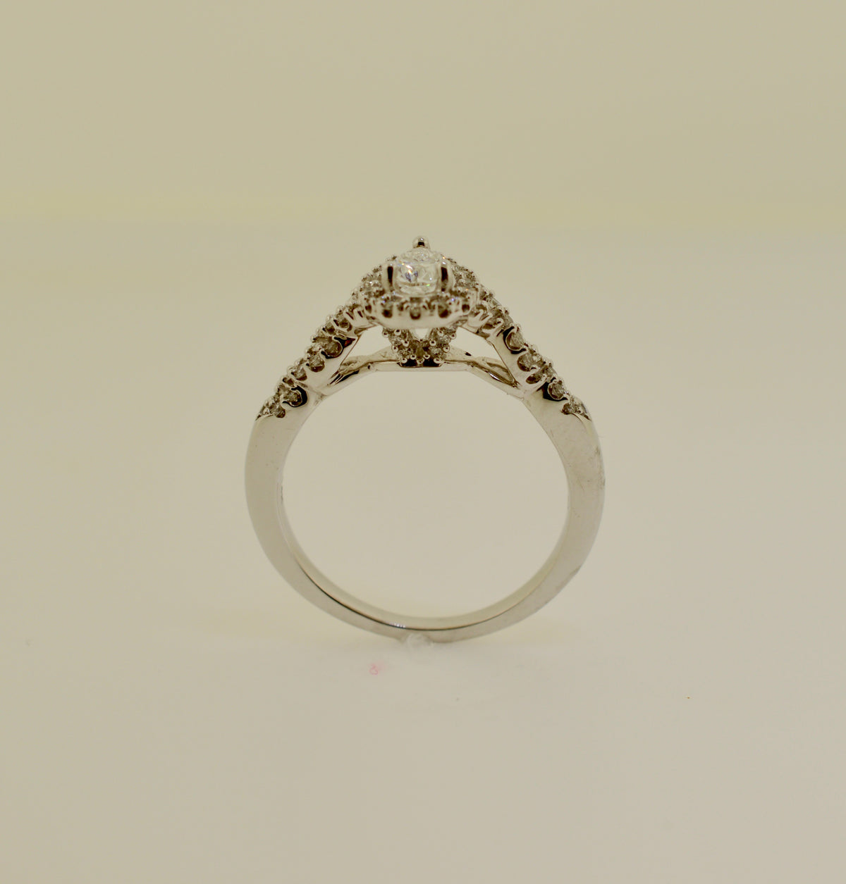 White Gold Pear Diamond Engagement Ring with Halo