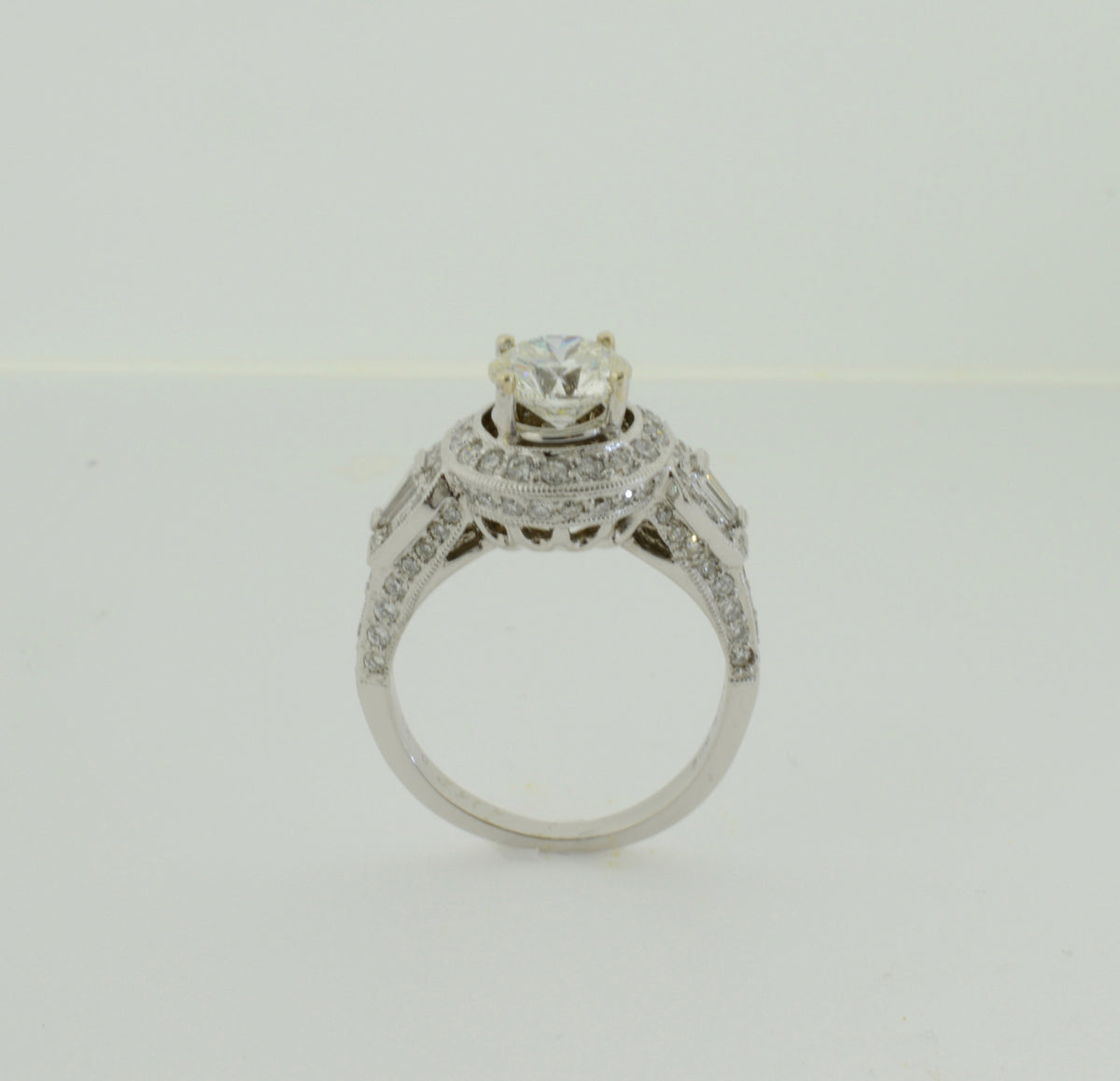 14K White Gold, Halo Style, Diamond Engagement Ring