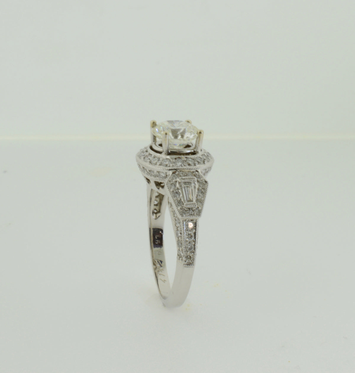 14K White Gold, Halo Style, Diamond Engagement Ring