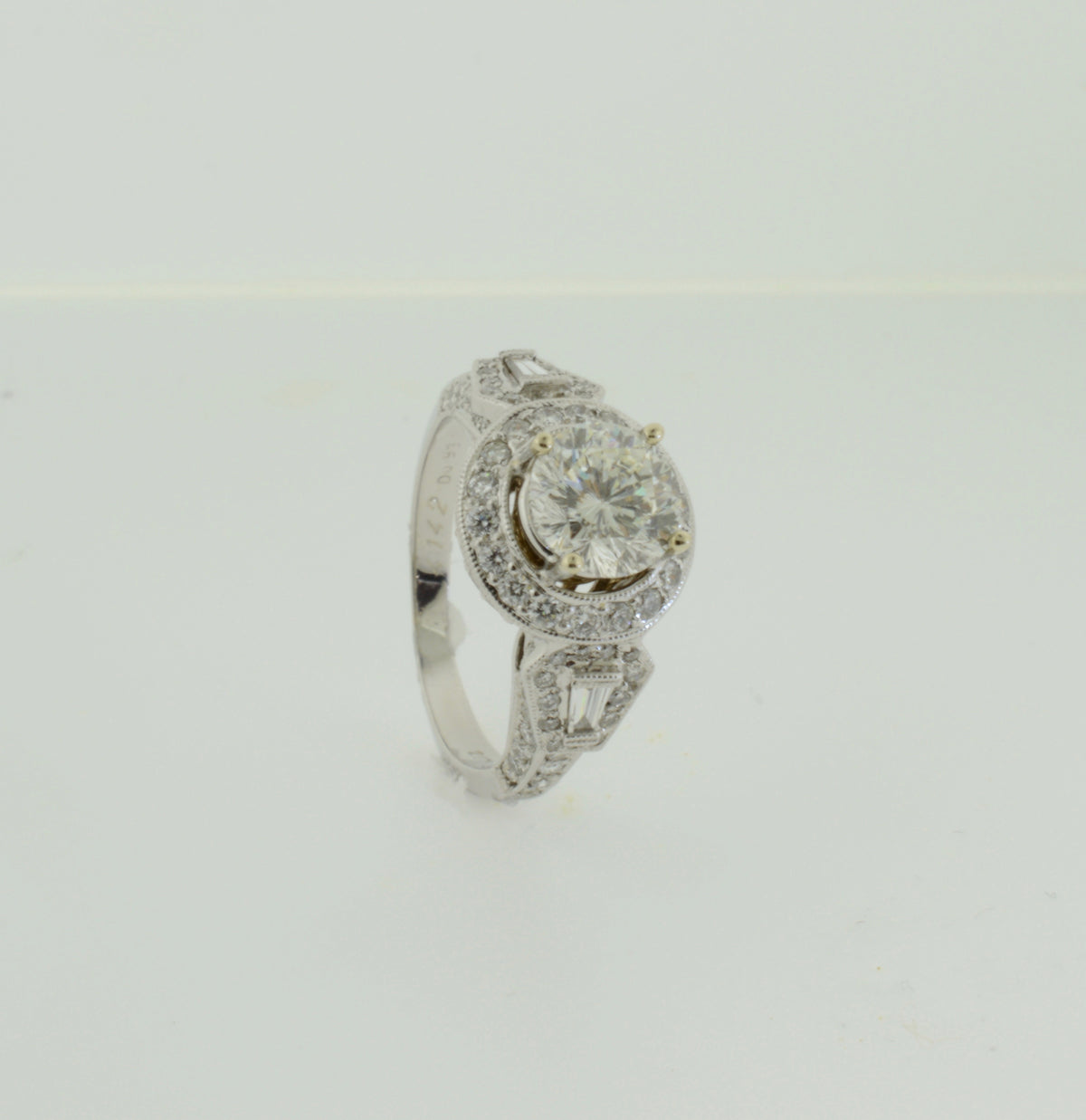 14K White Gold, Halo Style, Diamond Engagement Ring