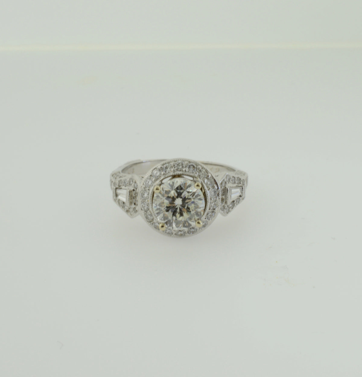 14K White Gold, Halo Style, Diamond Engagement Ring
