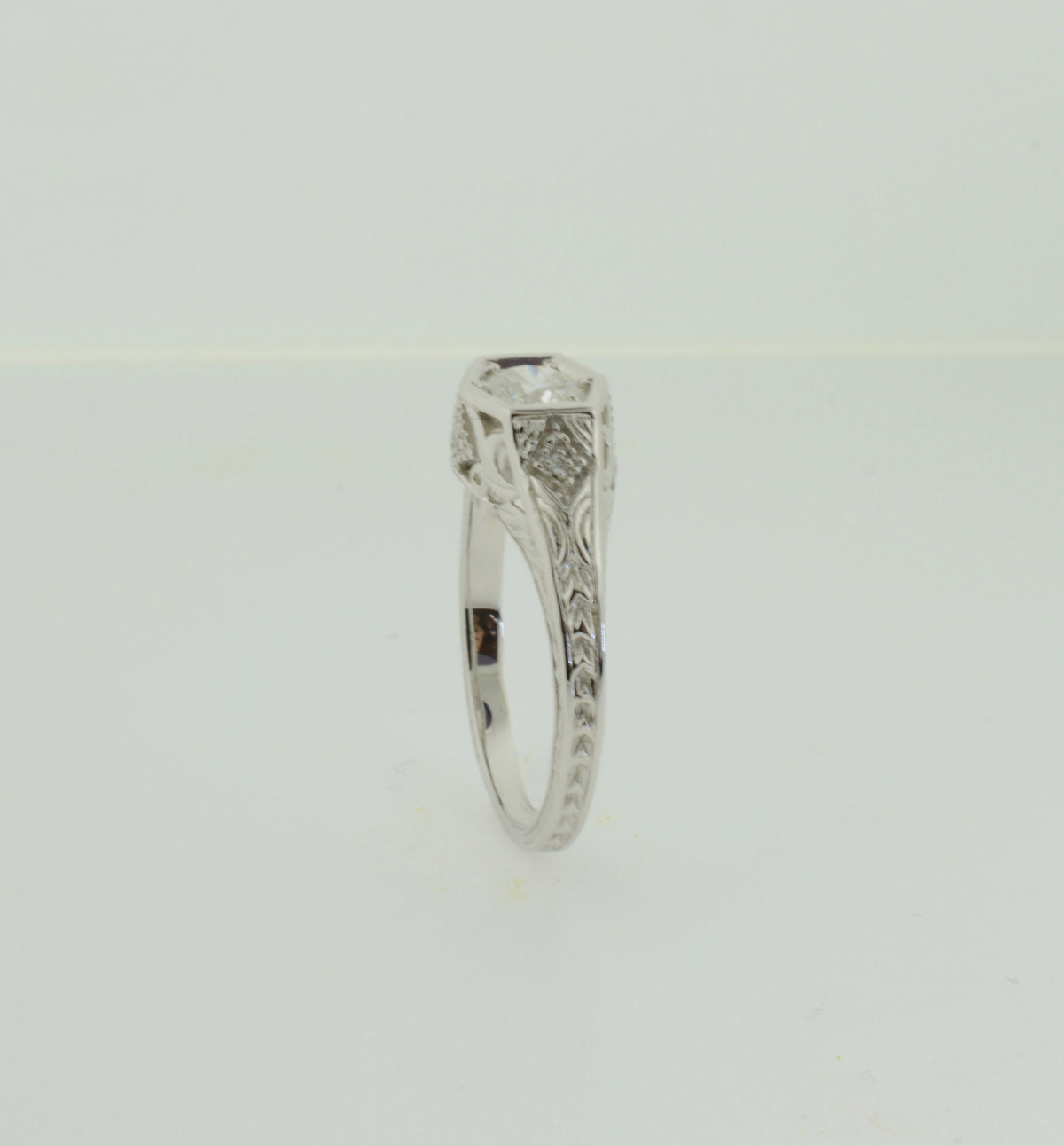 Geometric Design White Gold Diamond Engagement Ring