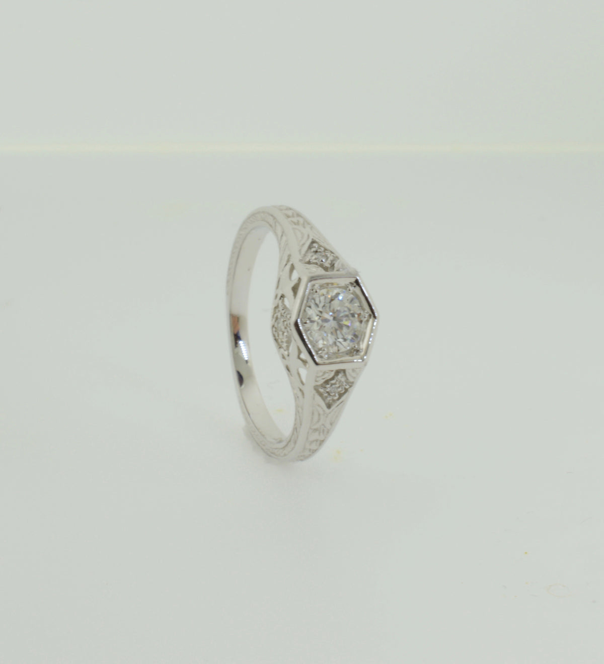 Geometric Design White Gold Diamond Engagement Ring