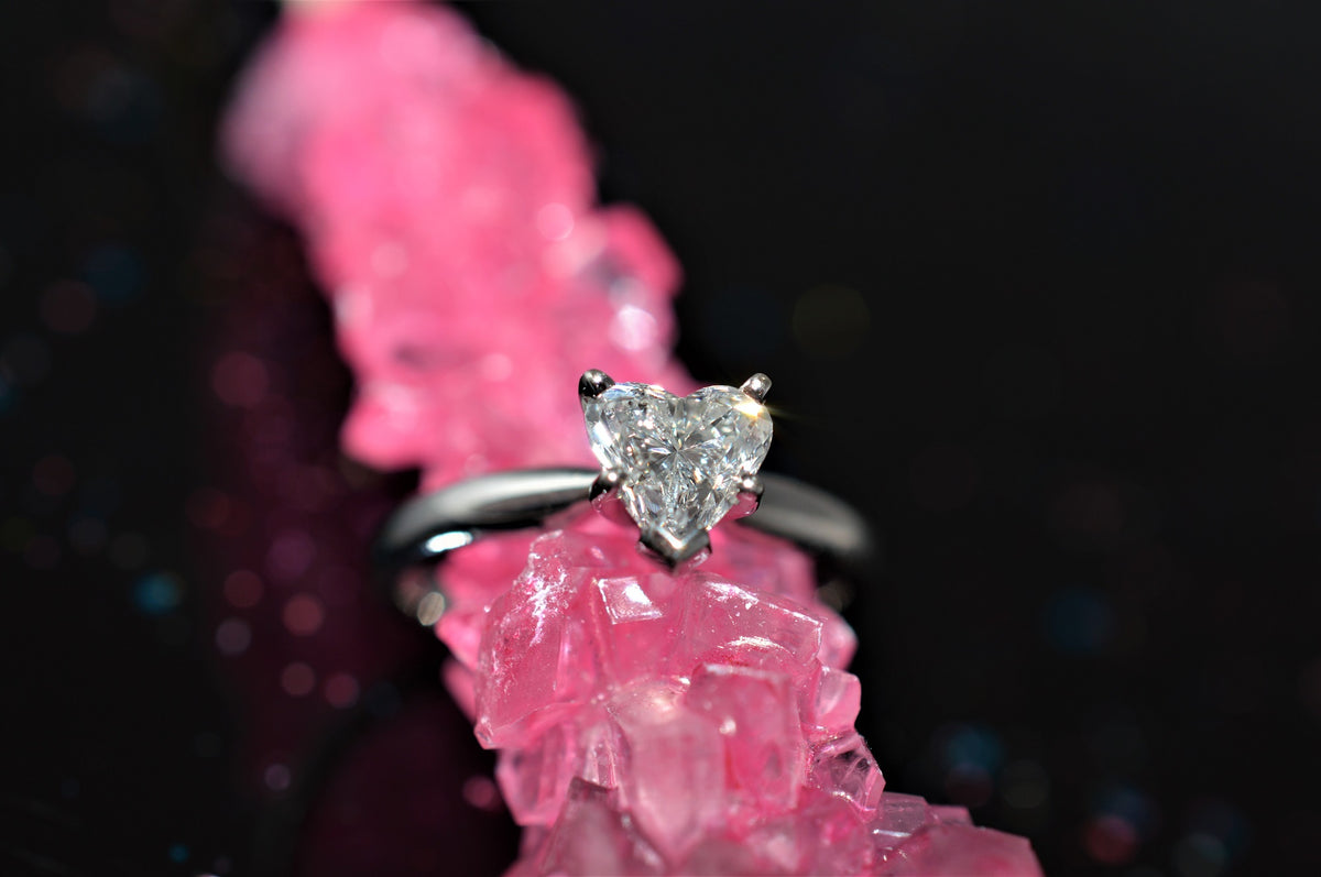 14K White Gold Heart Shaped Diamond Solitaire Ring