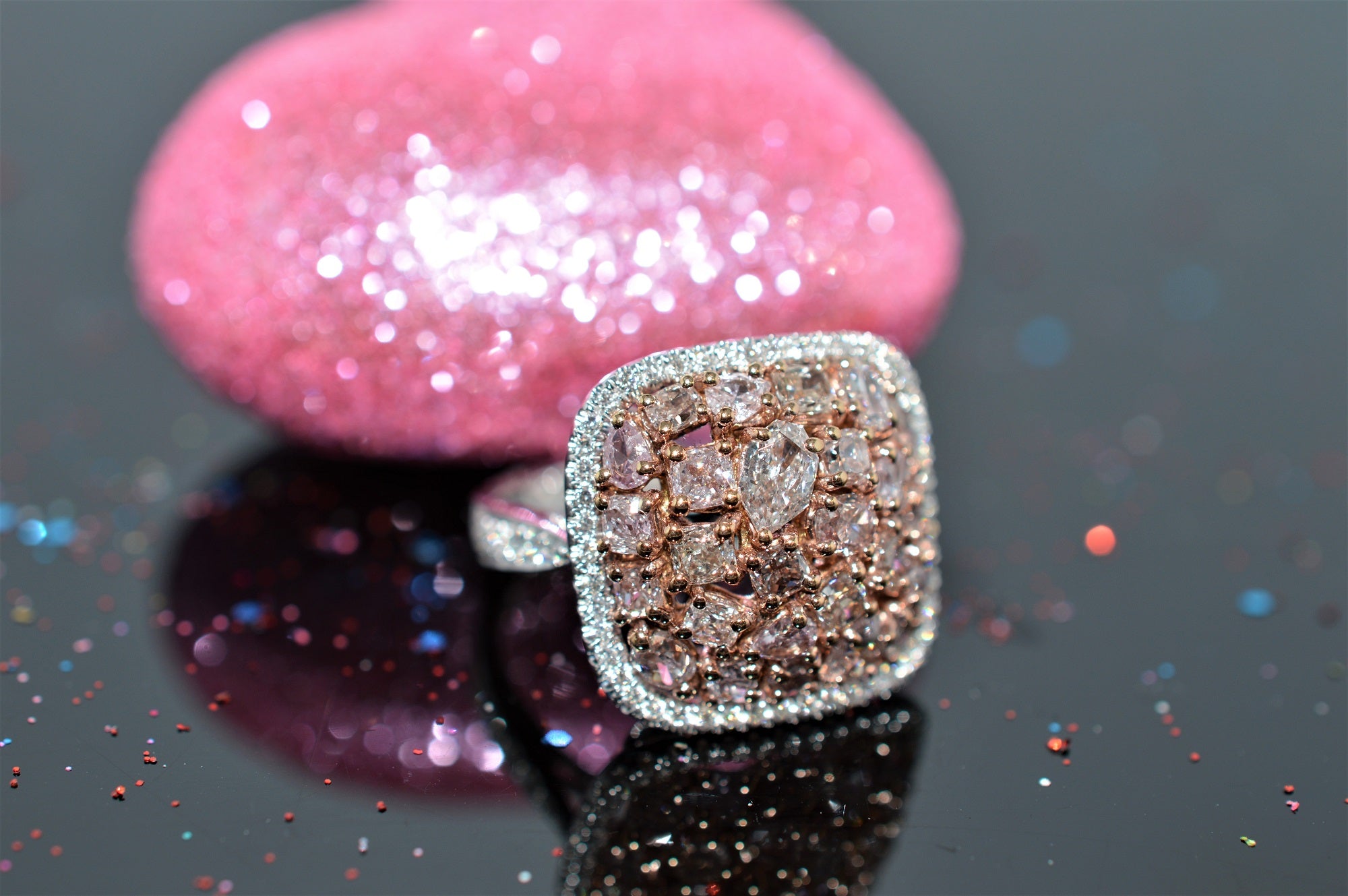 Pink and white diamond ring Clearance