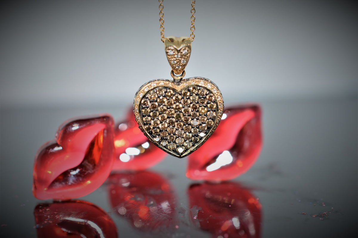 14K Yellow Gold Chocolate Diamond LeVian Heart Pendant