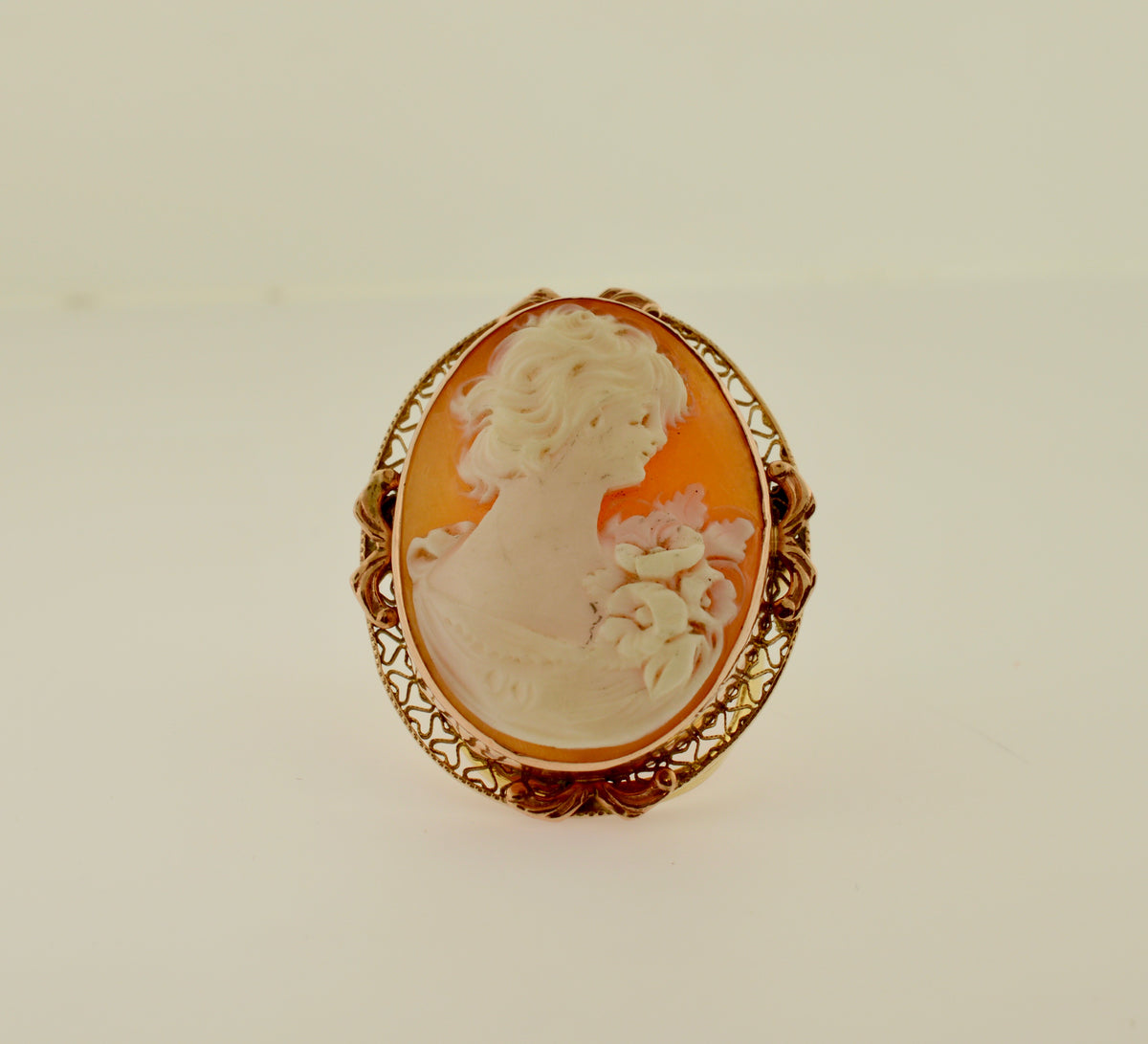 14K Yellow and Rose Gold Large Oval Shell Cameo Ring