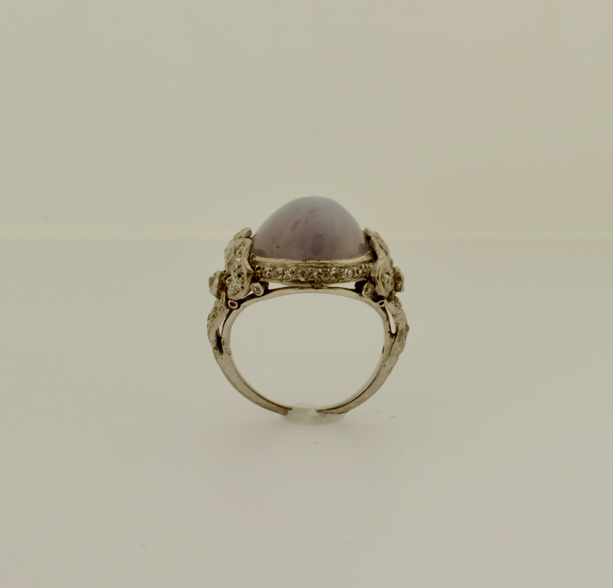 Antique Platinum Genuine Star Sapphire and Diamond Ring