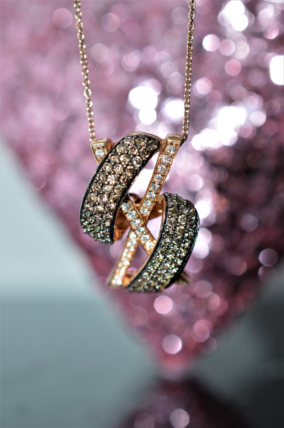 14K Rose Gold LeVian Chocolate And White Diamond Pendant