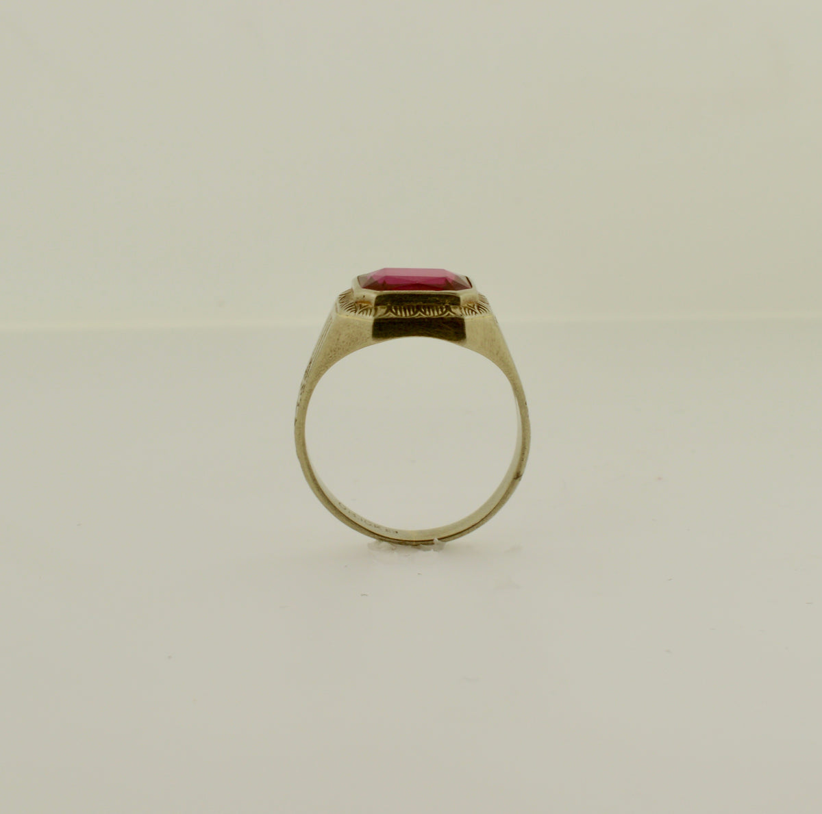 10K Ostby Barton White Gold Ring Set With A Synthetic Ruby