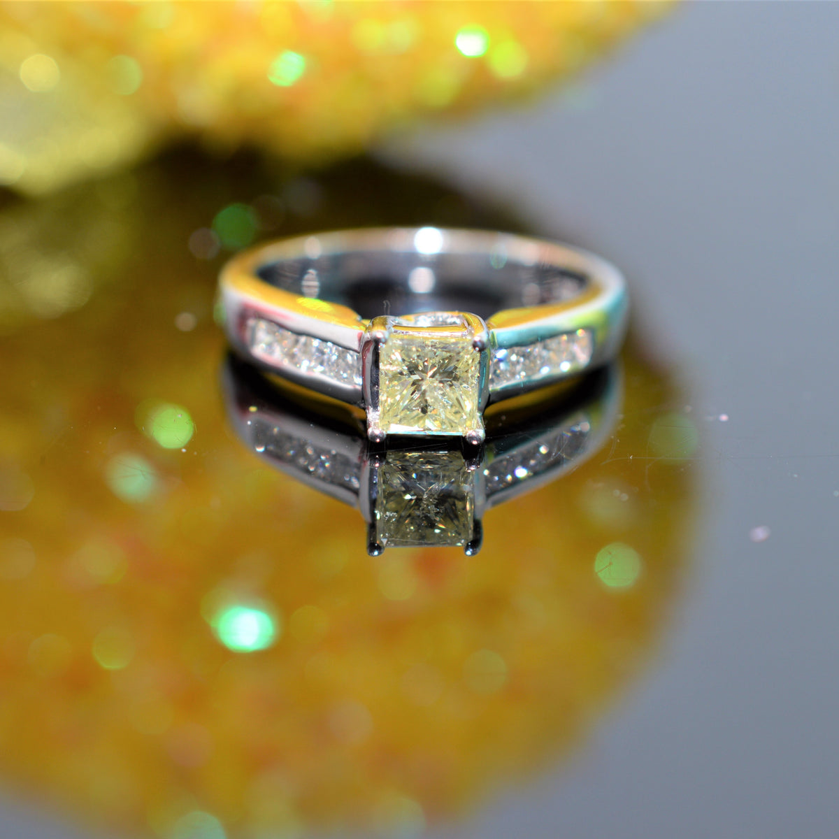 14K White Gold Princess Cut Diamond Engagement Ring