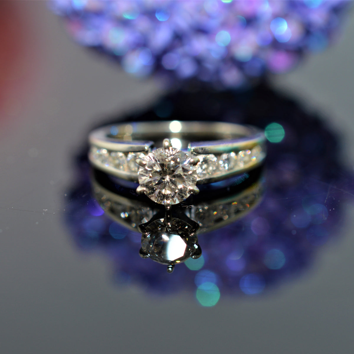 14K White Gold Brilliant Cut Diamond Ring