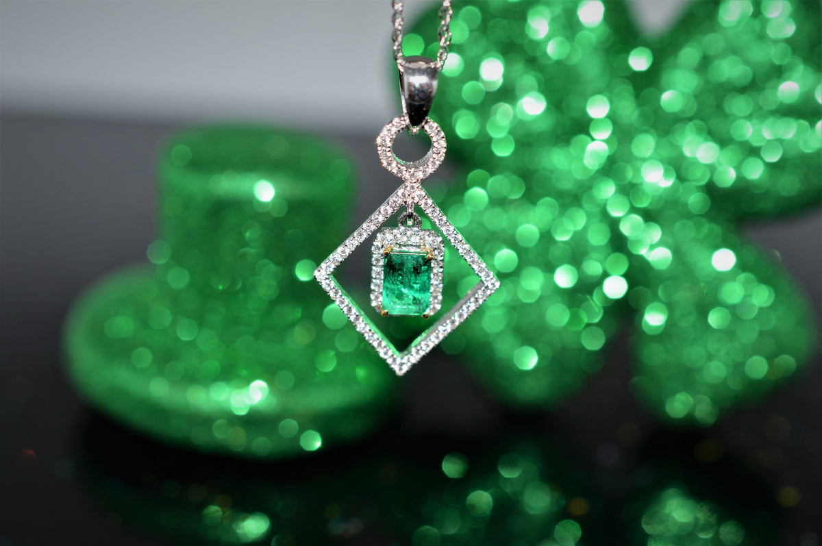 18K Emerald And Diamond Articulated Geometric Pendant