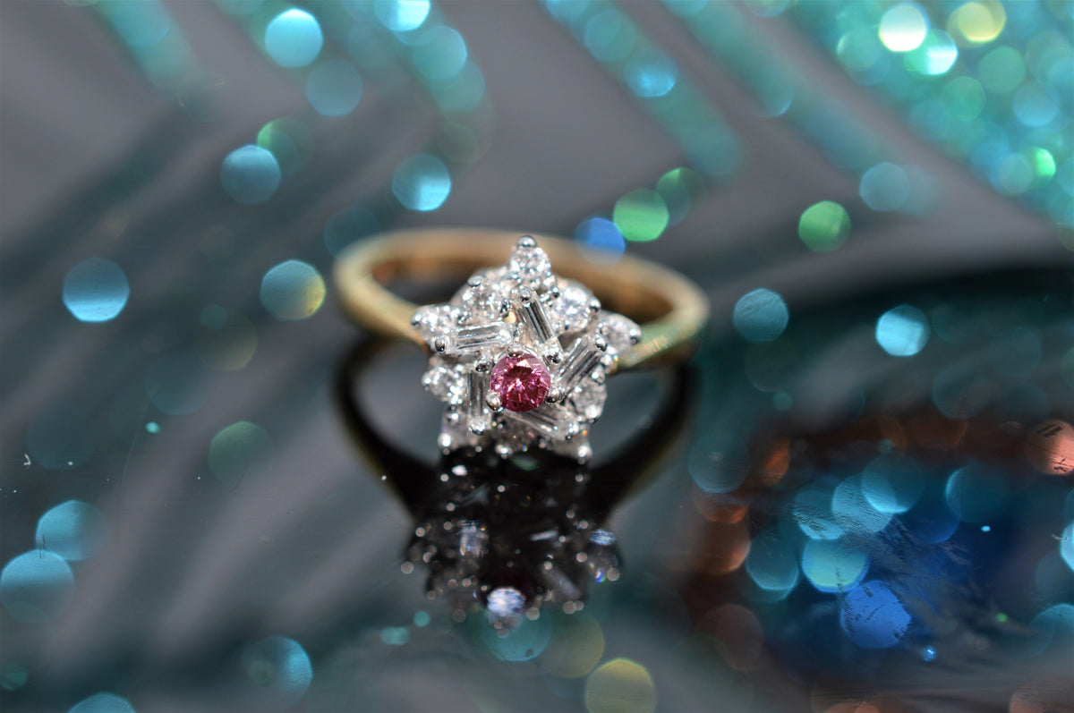 14K Two-Tone Purple And White Diamond Fashion Ring