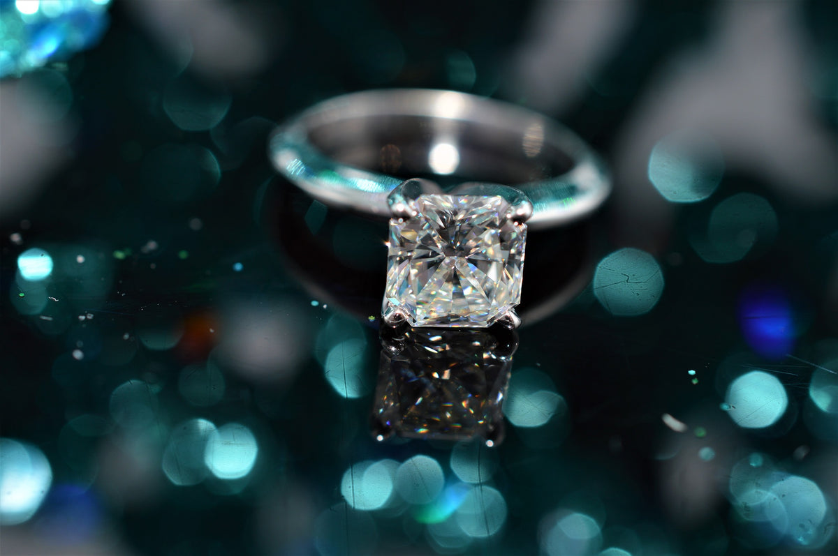 14K White Gold 1.84 Carat Radiant Cut Diamond Solitaire Ring